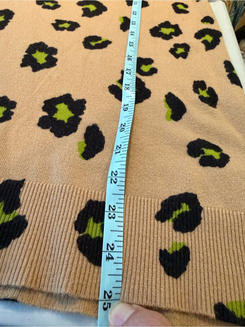 Style & Co. Beige Leopard Crewneck Sweater with Black and Lime Green Spots (2X) - Picture 7 of 9